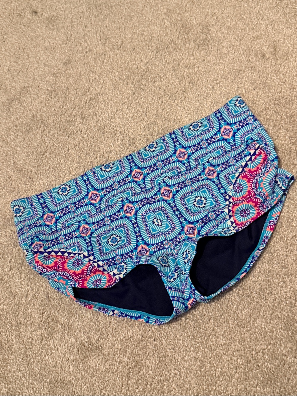 Athleta Fiji Tankini Swim Bottom Size M Blue White Pink Vibrant Geometric Print